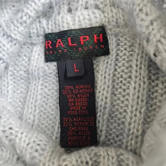 Vintage Polo Ralph Lauren Cowl Neck Mohair Blend Light Blue Large - Picture 6 of 7